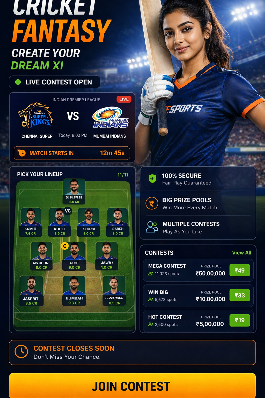 Come App Zone cricket matchday visual