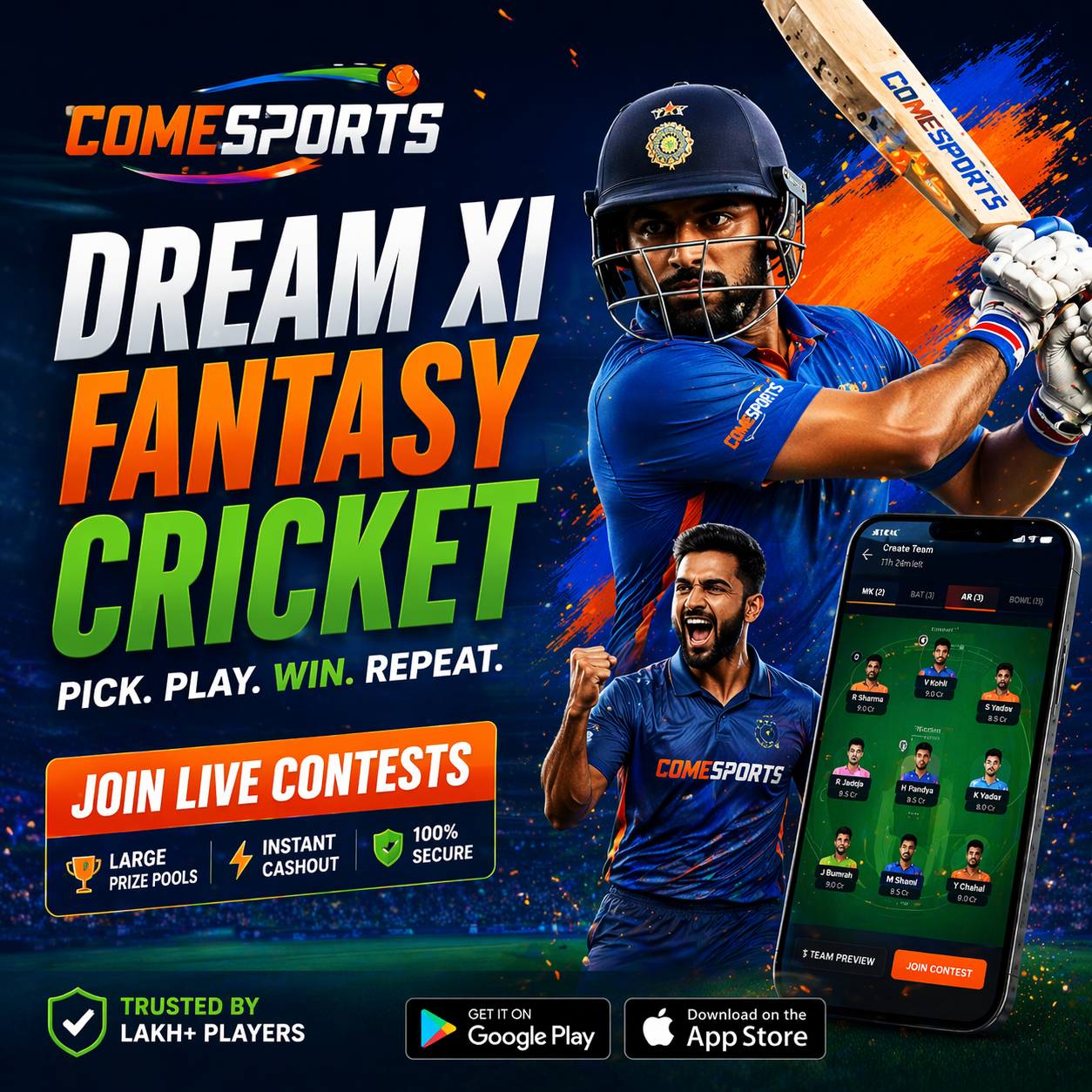 Come App Zone fantasy sports main visual